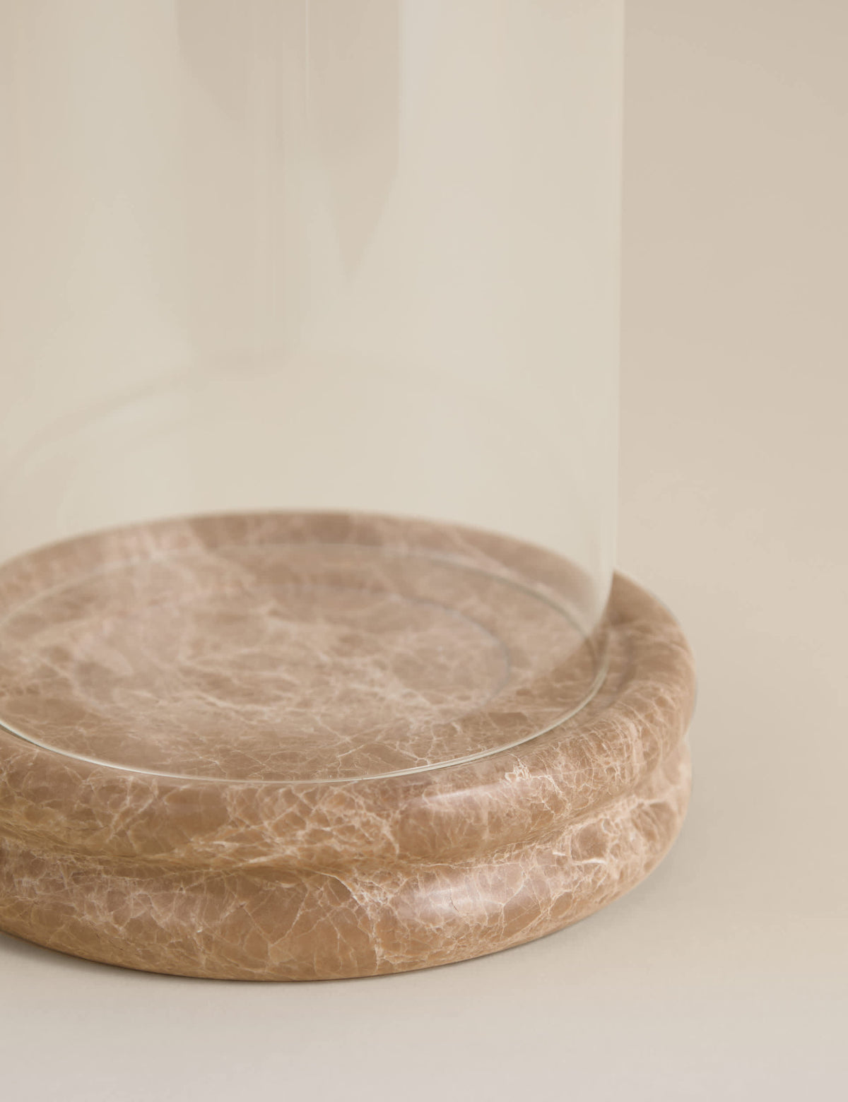 Marble hurricane candle holder with clear glass cylinder, UK version