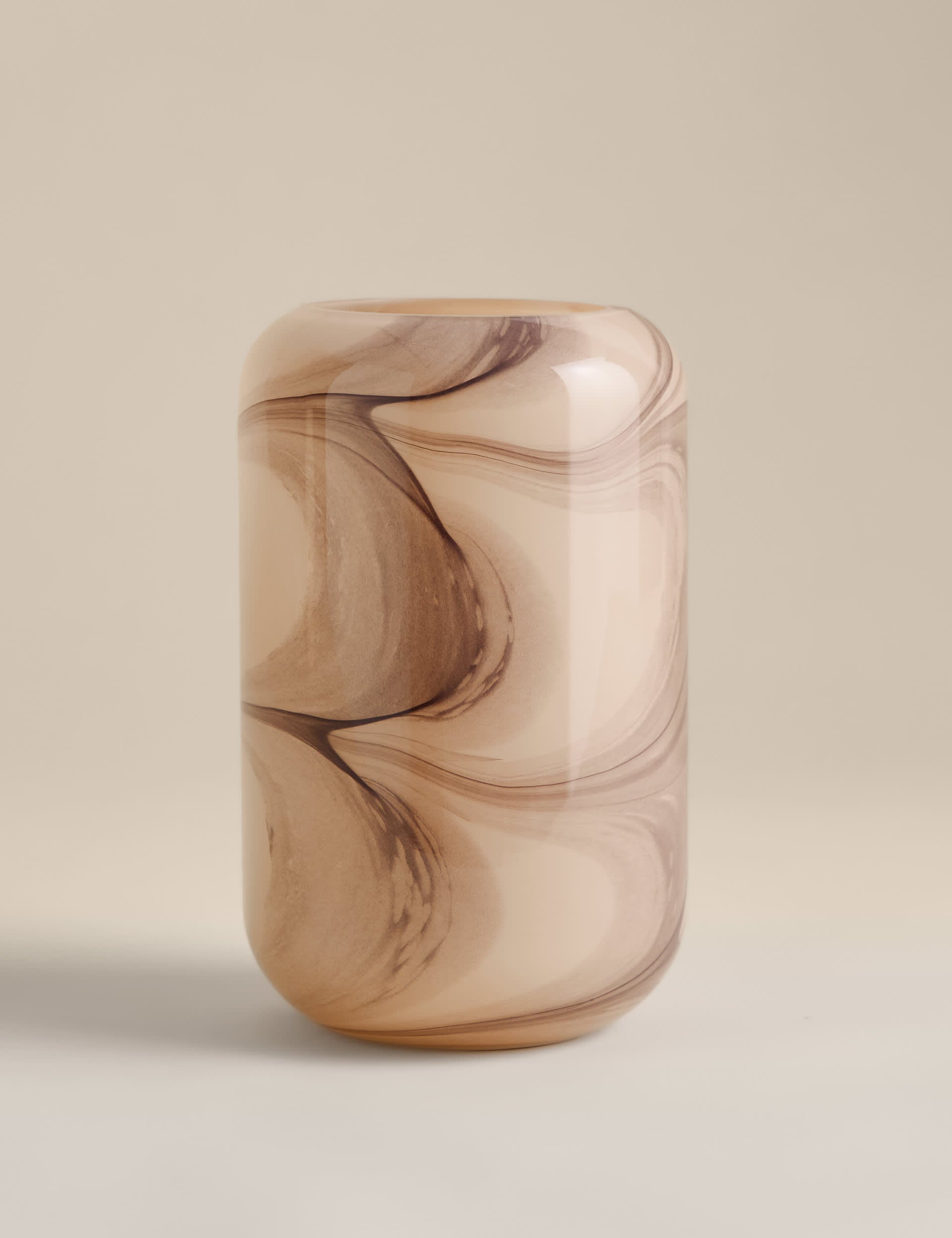 Marble effect glass cylinder vase 25cm - British product
