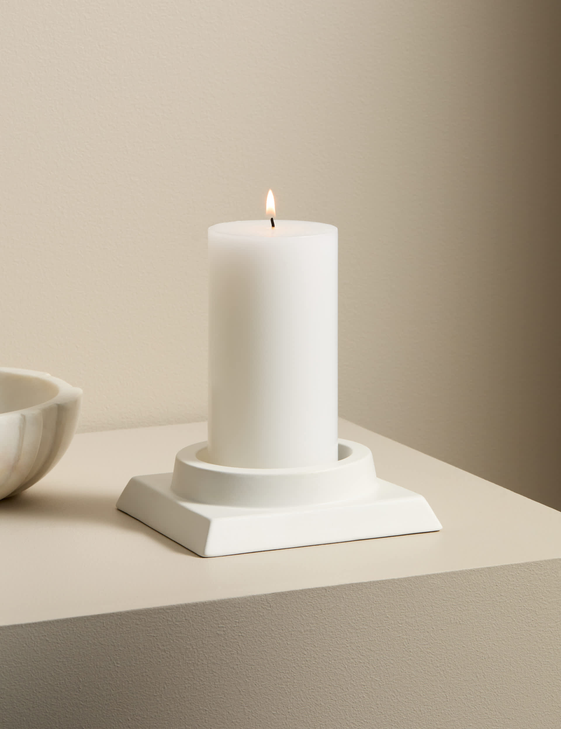 M&S Kelly Hoppen block ceramic pillar candle holder, imported from the UK