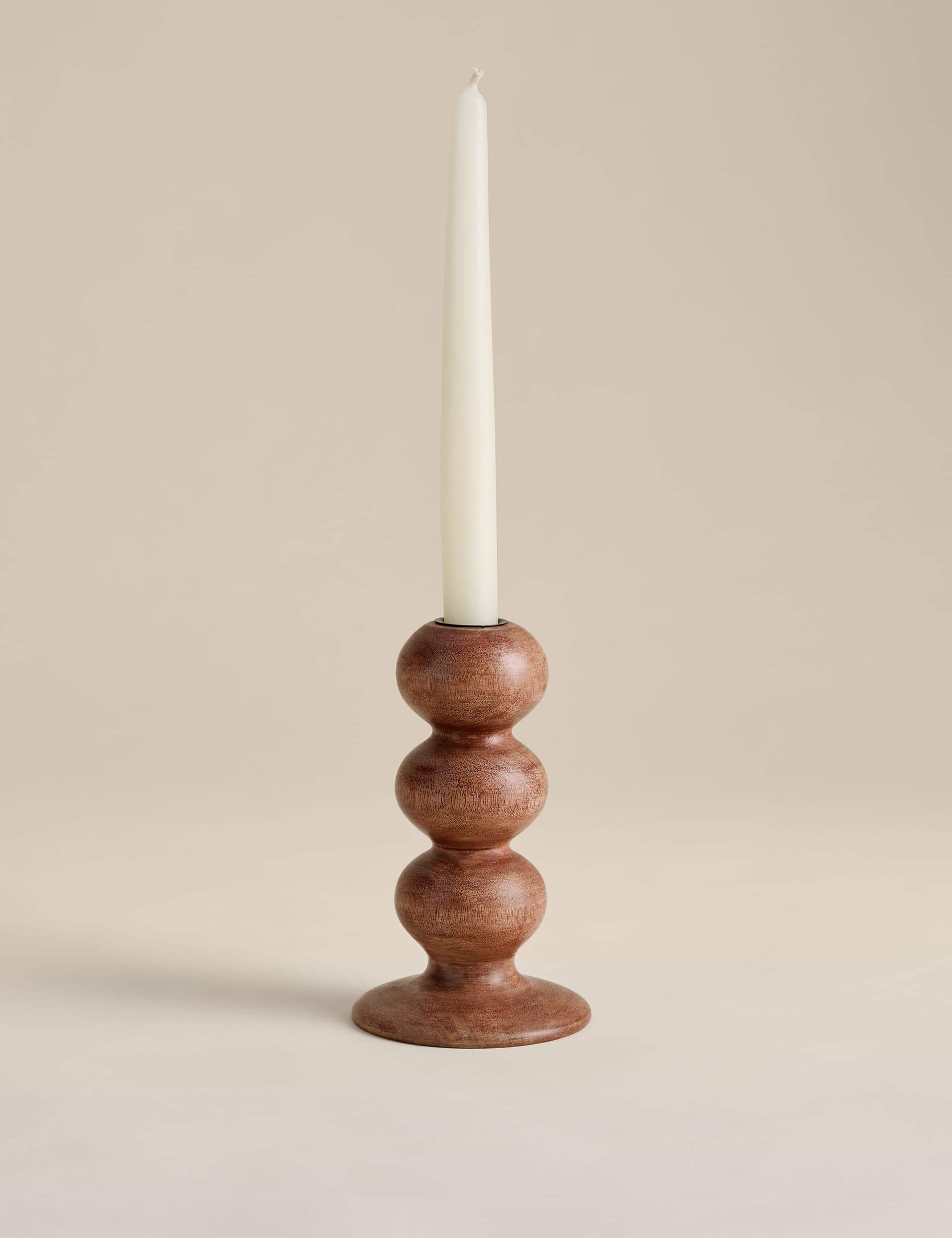 Bobbin wooden dinner candle holder - British product