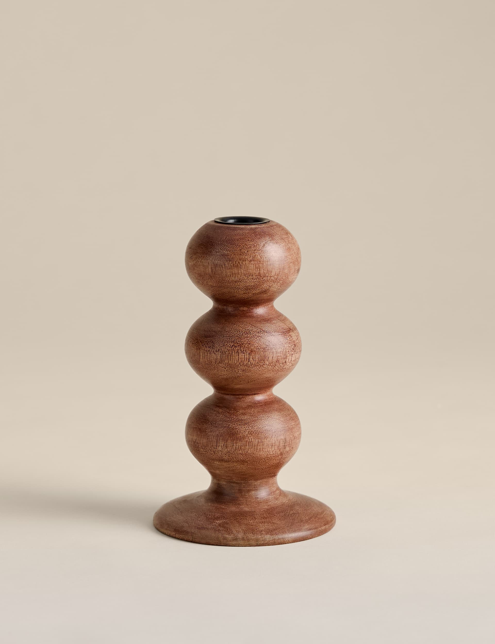Bobbin wooden dinner candle holder - British product