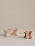 Striped ceramic dinner candle holders set of three (British brand)