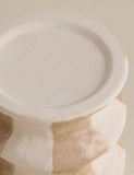 Hand-painted striped ceramic pillar candle holder 9.8 cm, imported from the UK
