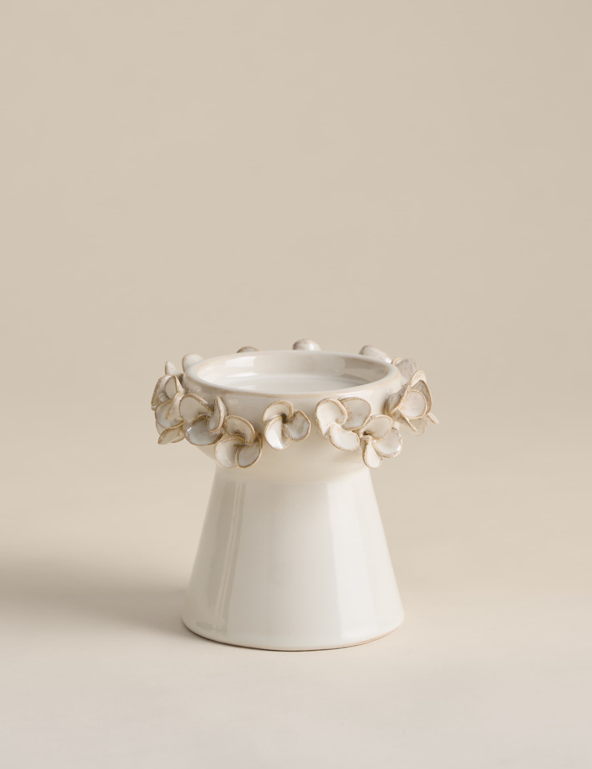 Petal Ceramic Pillar Candle Holder 12.1 cm height, UK version