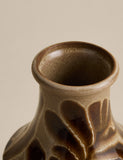 Ceramic vase with leaf detailing and reactive glaze, UK version