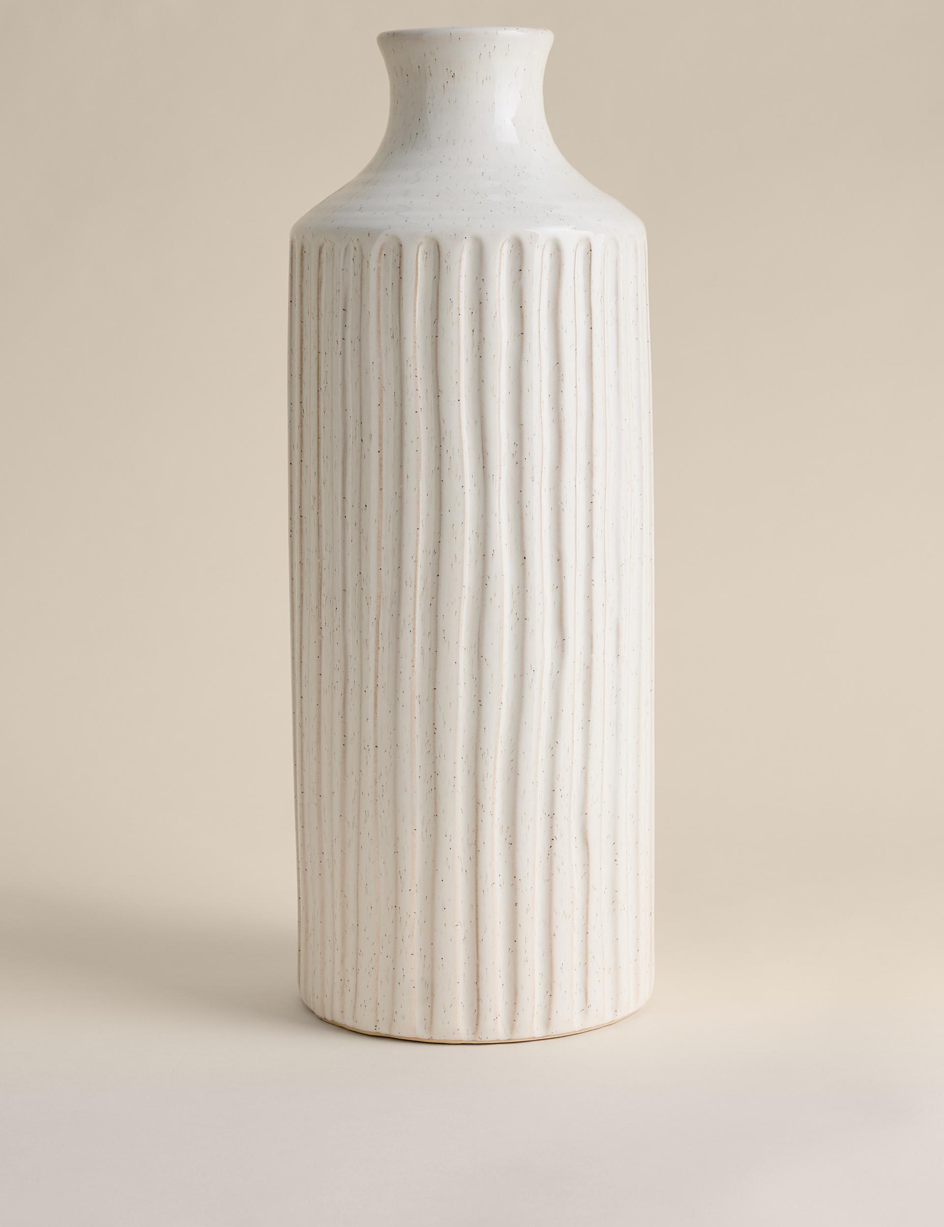 Extra large ridged ceramic vase for home decor (British brand)