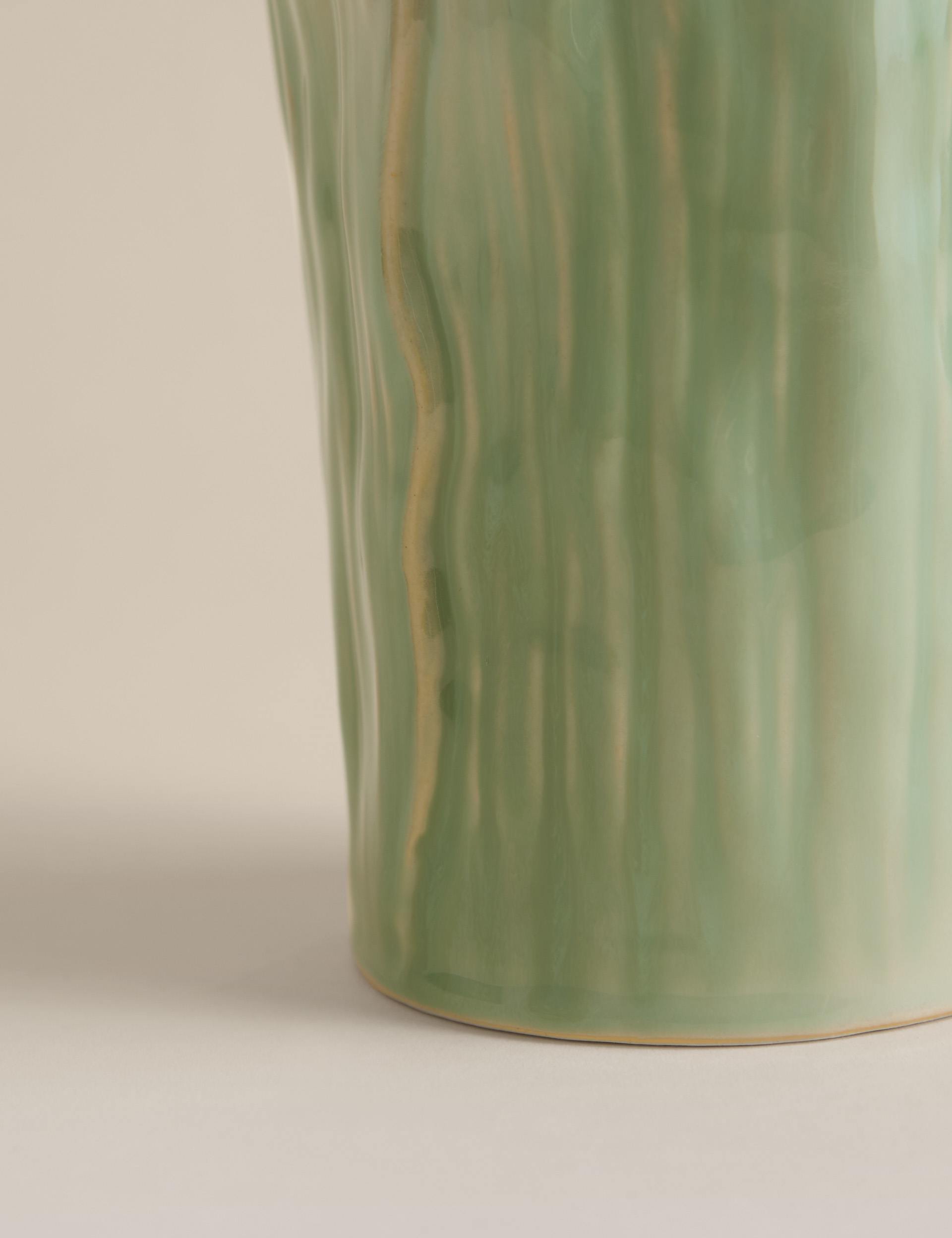 Handkerchief petal ceramic vase with reactive glaze - British product