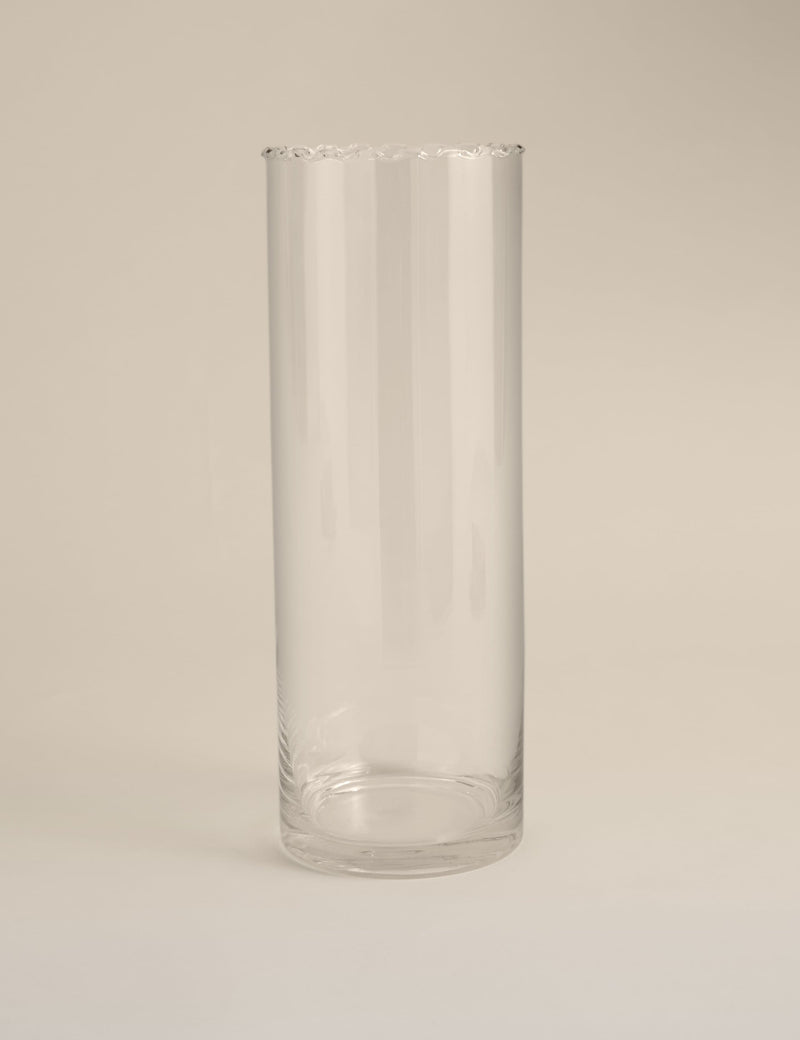 Large cylinder frill top glass vase (British brand)