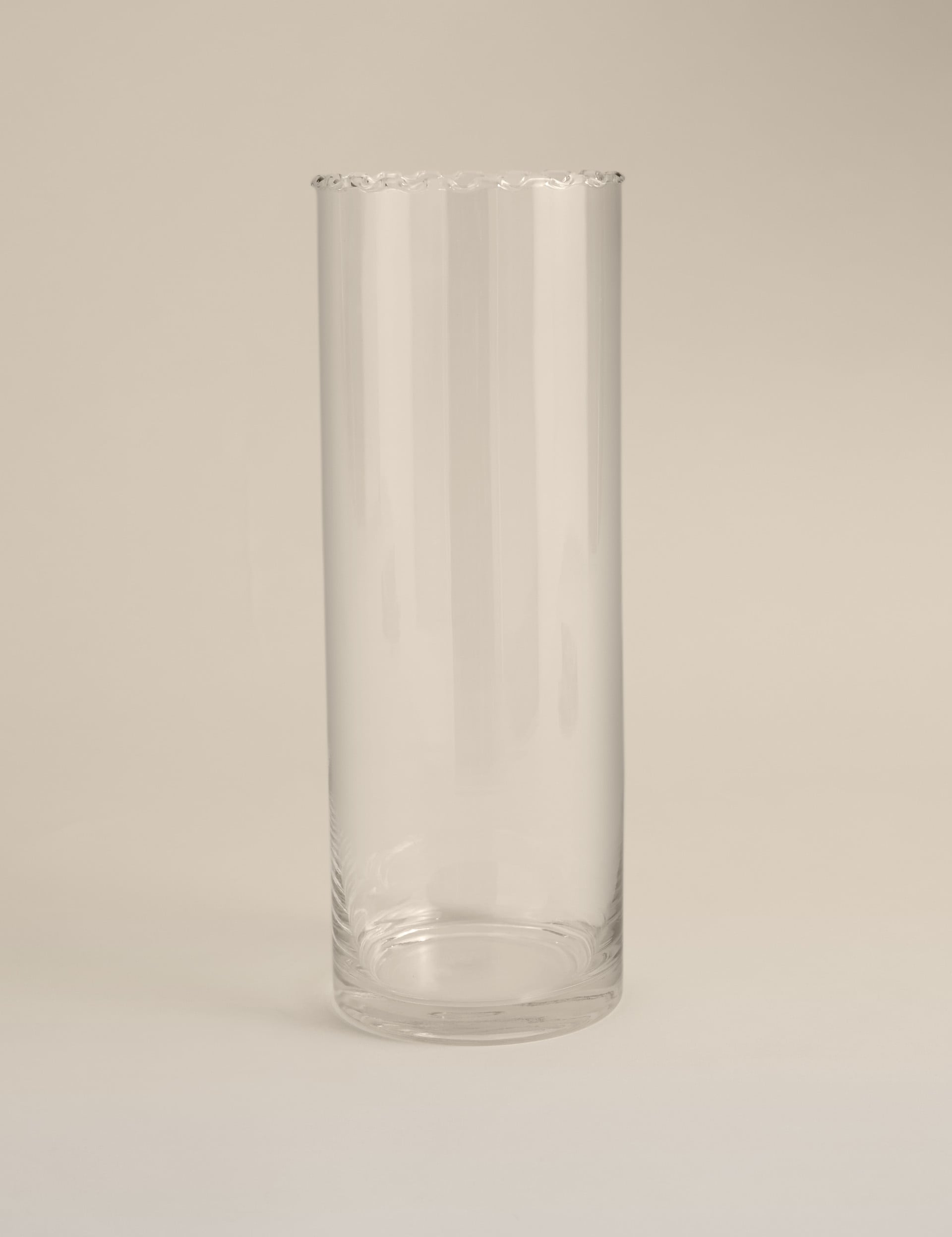 Large cylinder frill top glass vase (British brand)