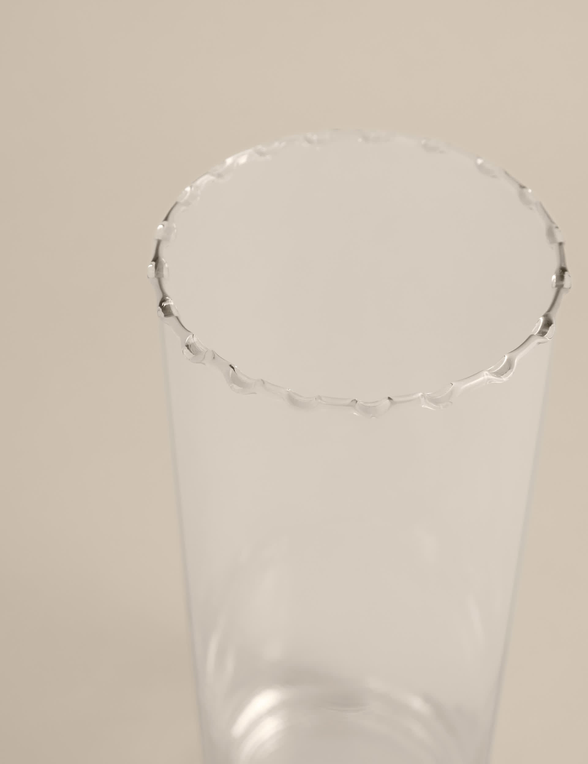 Large cylinder frill top glass vase (British brand)