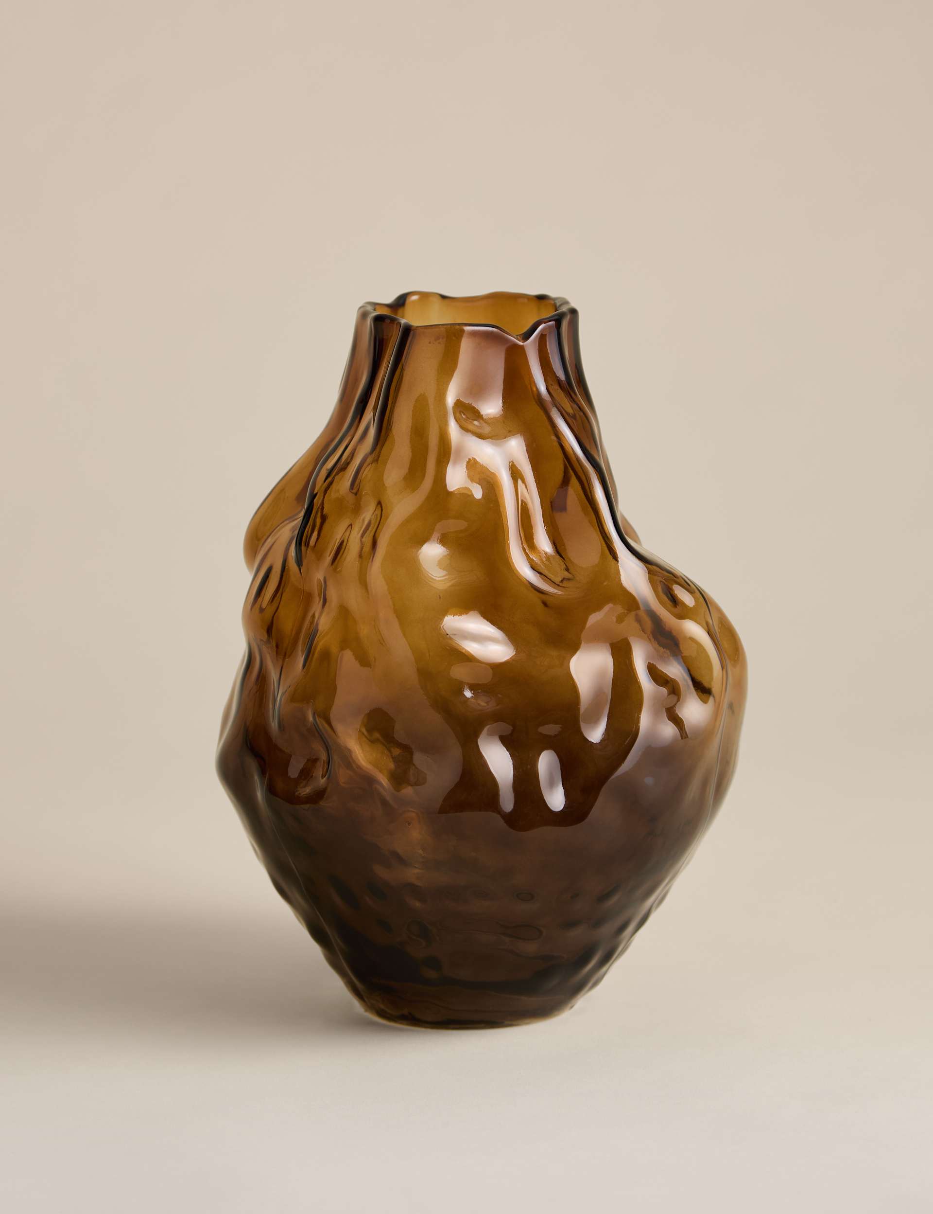 Irregular smoked glass vase medium, imported from the UK