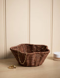 Small scalloped rattan trinket bowl 15cm, UK version