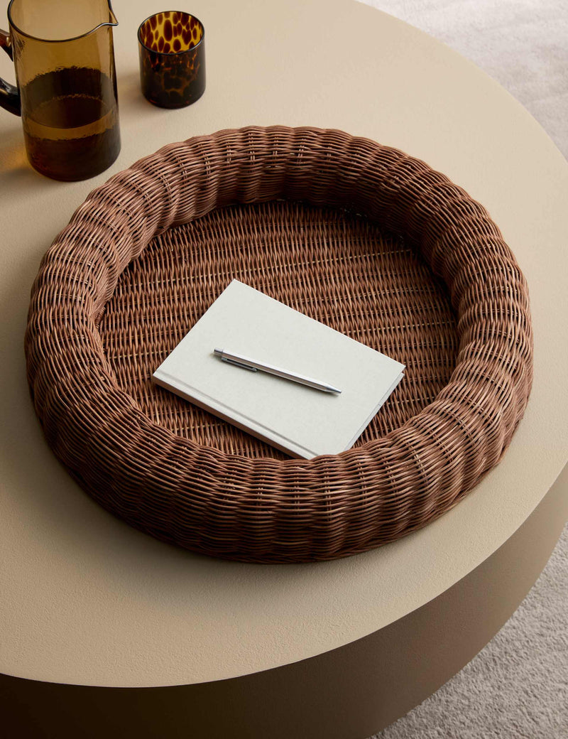 Large round rattan coffee table tray, UK version