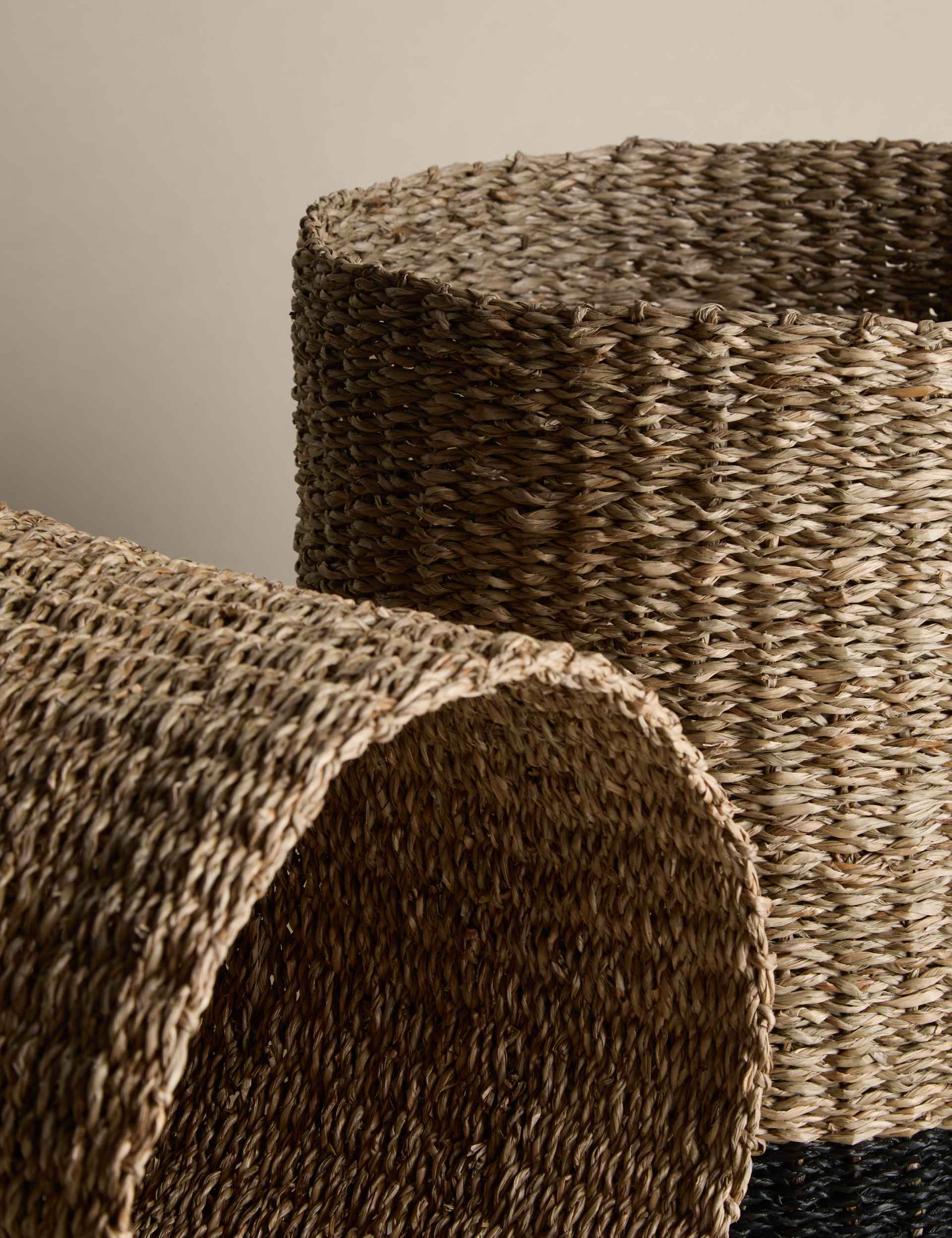 Set of 2 Raffia & Seagrass Large Baskets