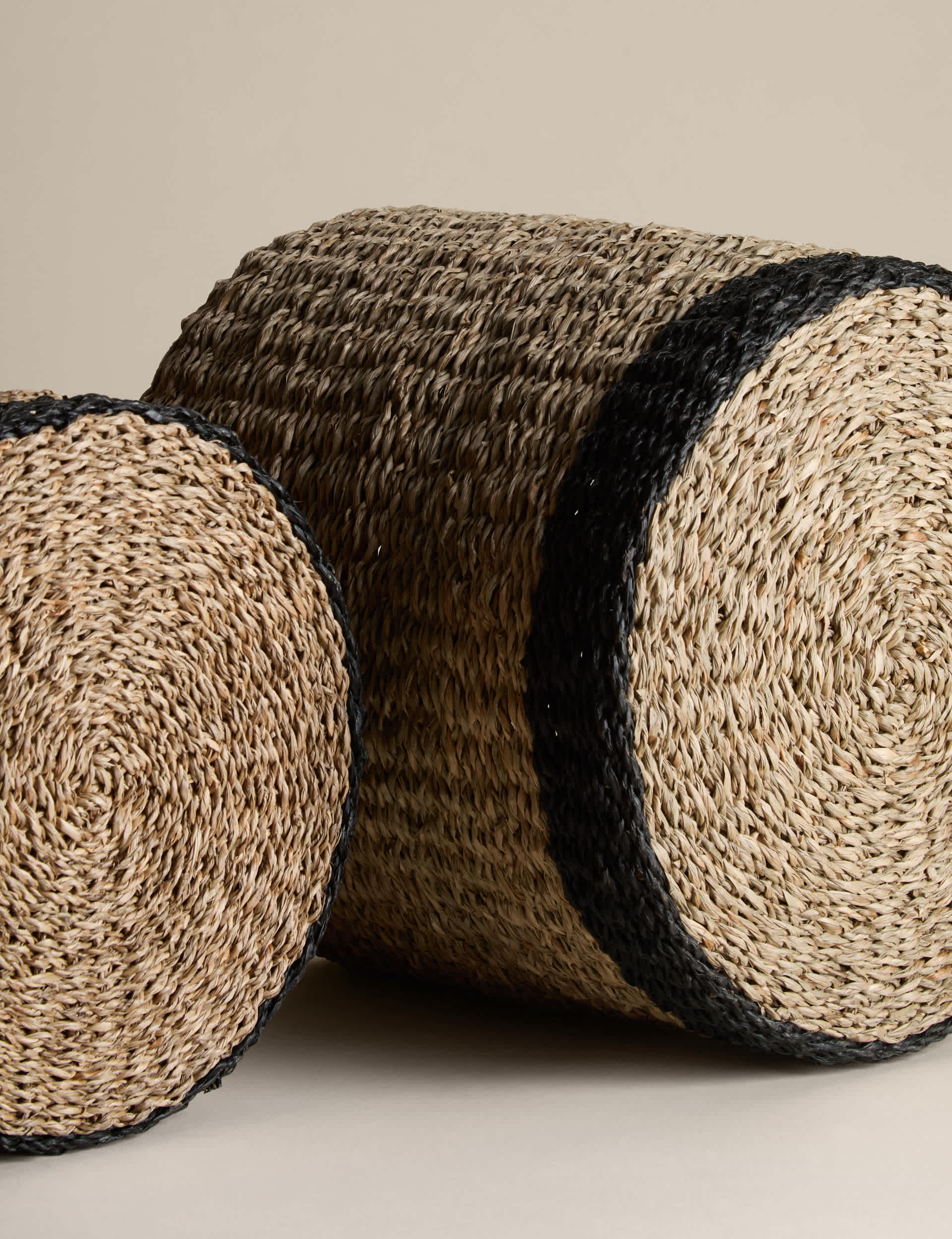 Set of 2 Raffia & Seagrass Large Baskets