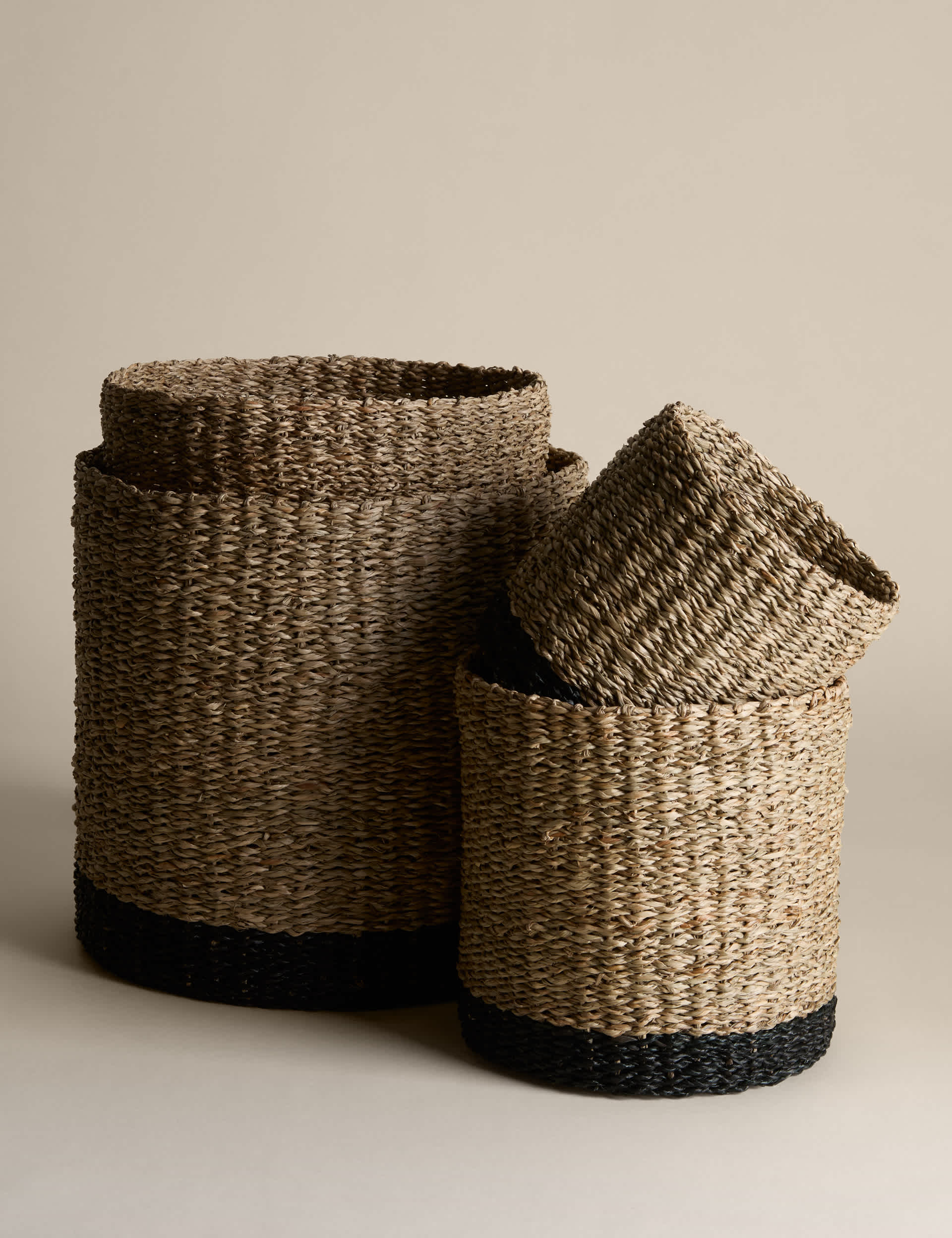 Set of 2 Raffia & Seagrass Large Baskets