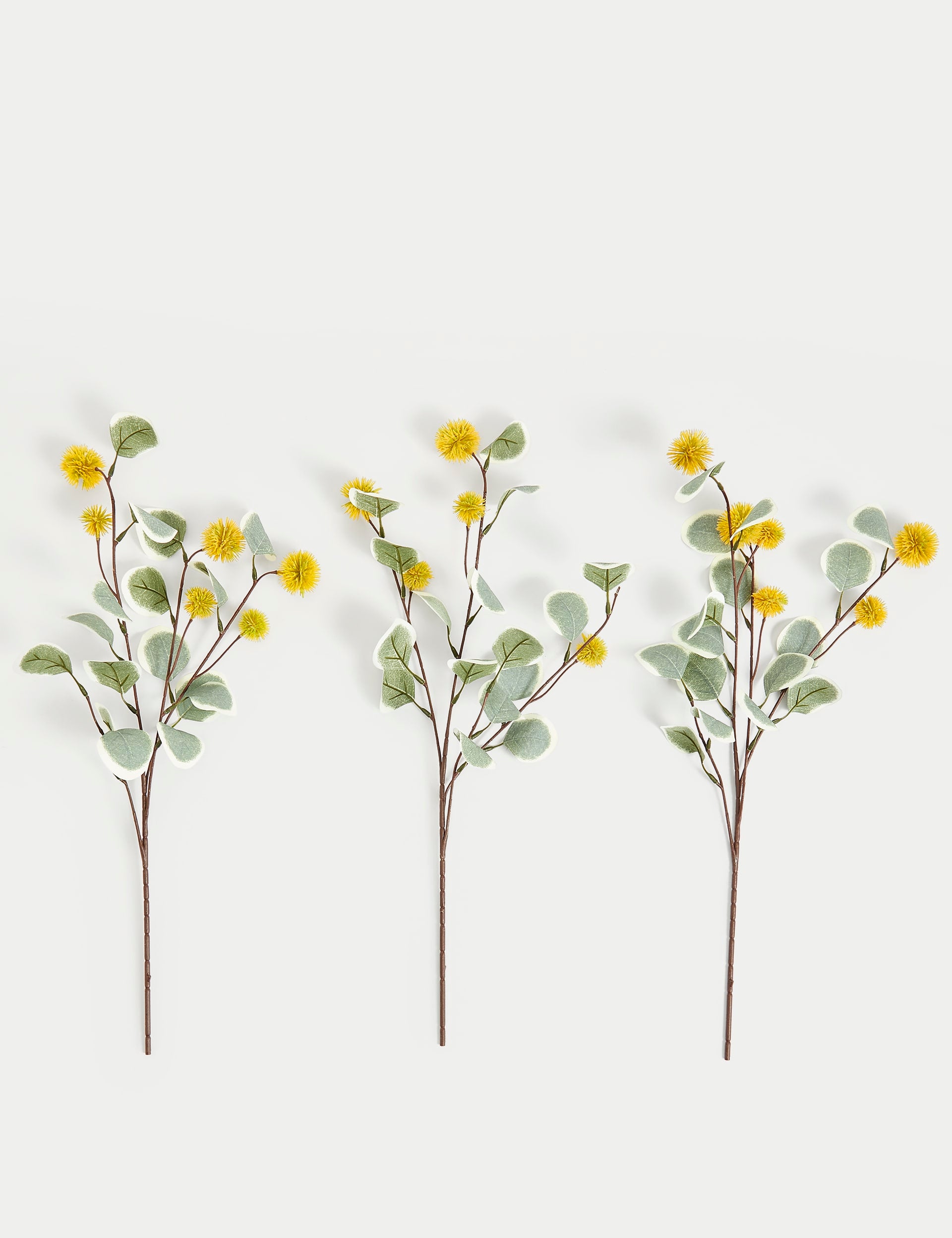 Set of 3 artificial eucalyptus single stems (British brand)
