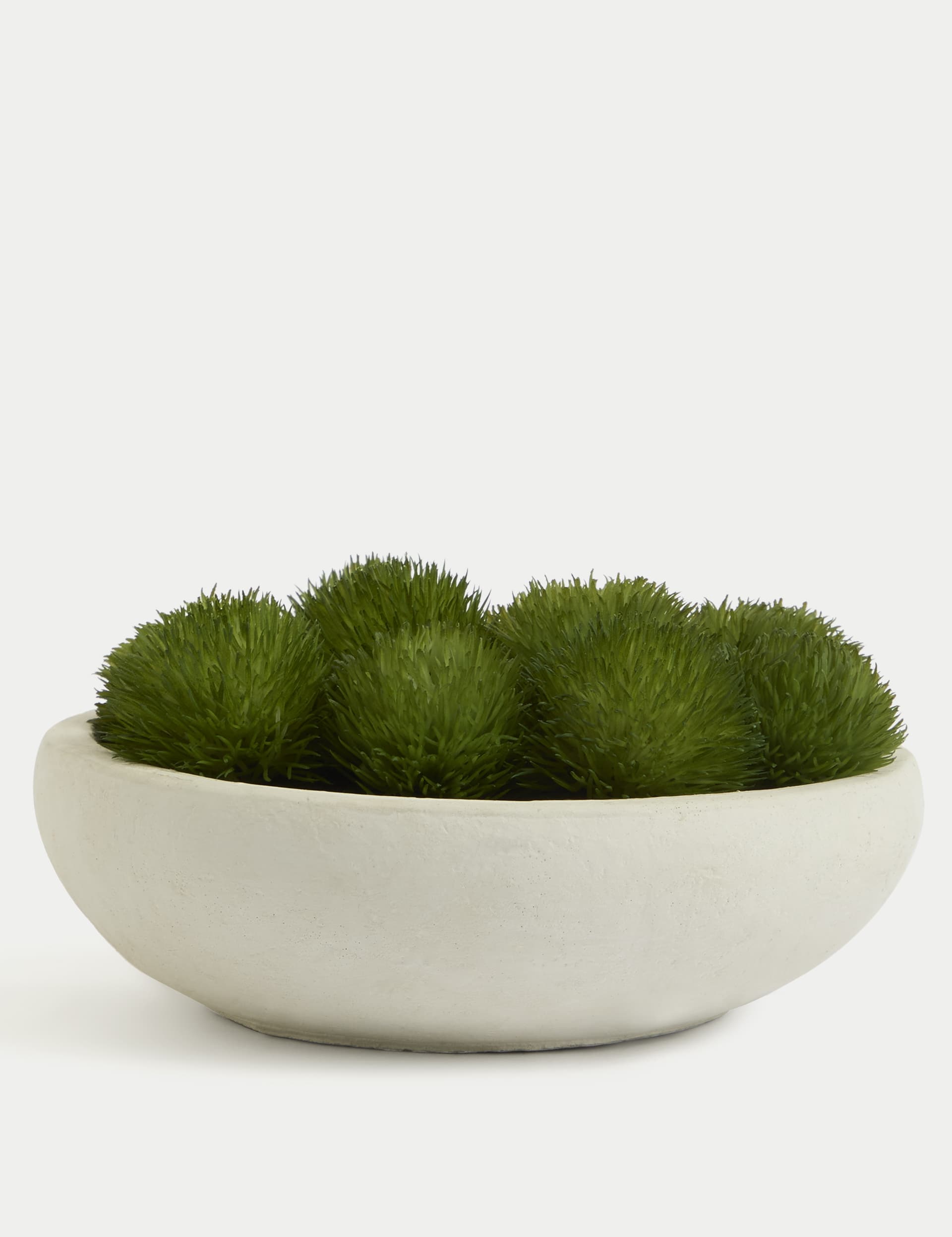 Artificial moss in concrete bowl decorative plant, 20 cm wide - British product