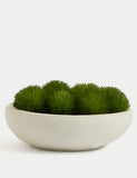 Artificial moss in concrete bowl decorative plant, 20 cm wide - British product