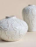 Set of two mini ceramic bow vases, imported from the UK