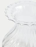 Fluted glass vase with wavy rim 25cm height - British product