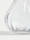 Fluted glass vase with wavy rim 25cm height - British product