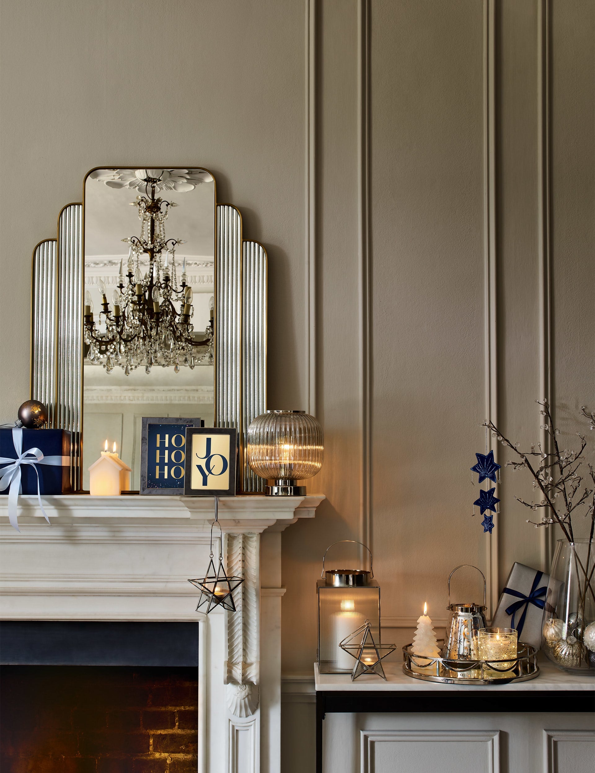 Rectangular wall mirror with metal frame and gold detailing, imported from the UK