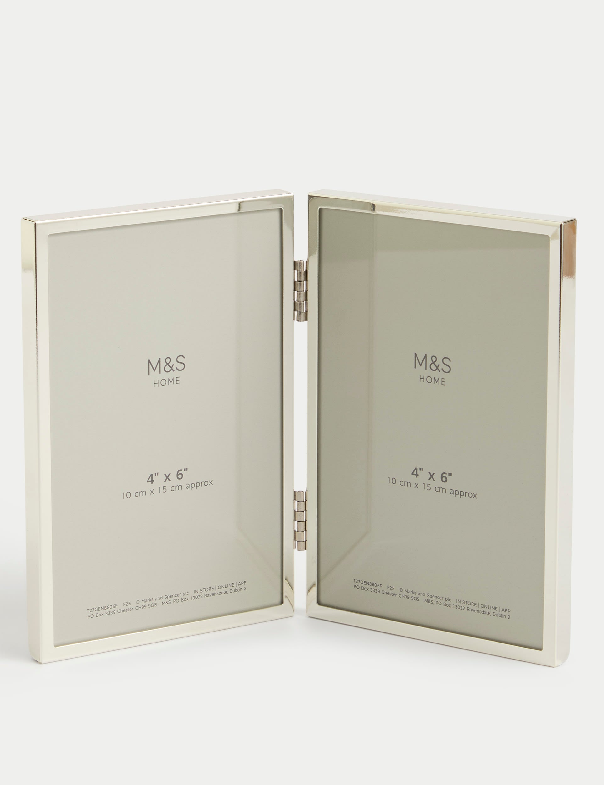 Double photo frame 4x6 inch metal hinged design, UK version
