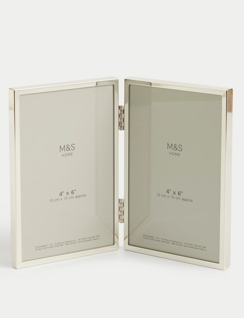 Double photo frame 4x6 inch metal hinged design, UK version