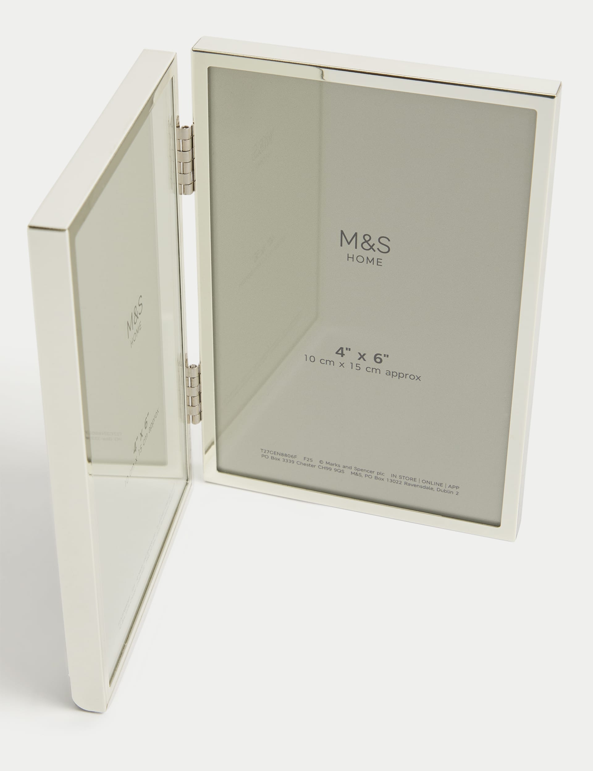 Double photo frame 4x6 inch metal hinged design, UK version