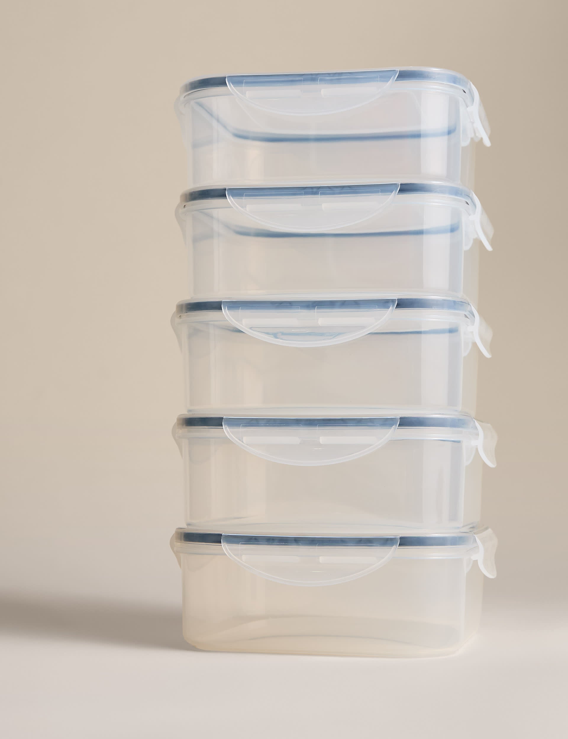 Set of 5 1.2L clip top storage boxes (British brand)