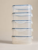 Set of 5 1.2L clip top storage boxes (British brand)