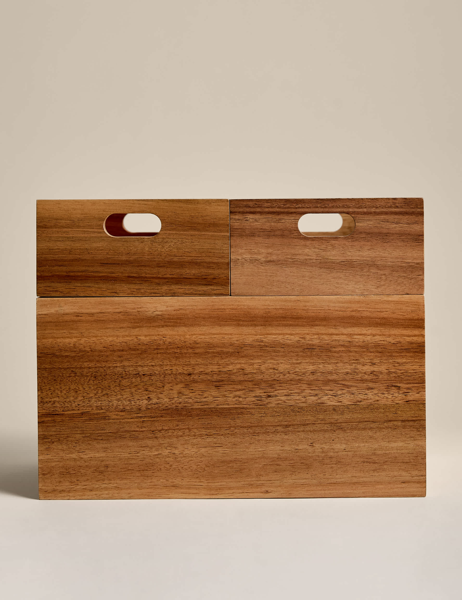 Wooden stacking boxes set of three for kitchen storage (British brand)