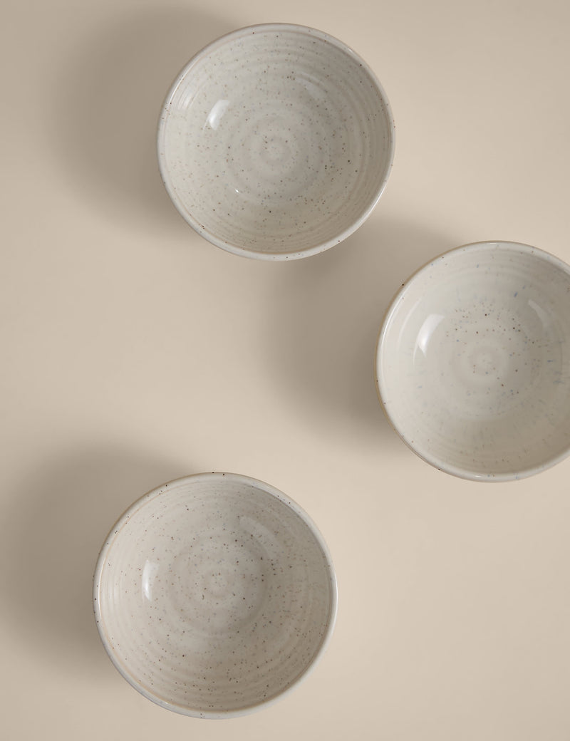 3pk Ceramic Ribbed Pinch Bowls
