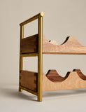 Wooden wine rack six bottle with gold legs, imported from the UK