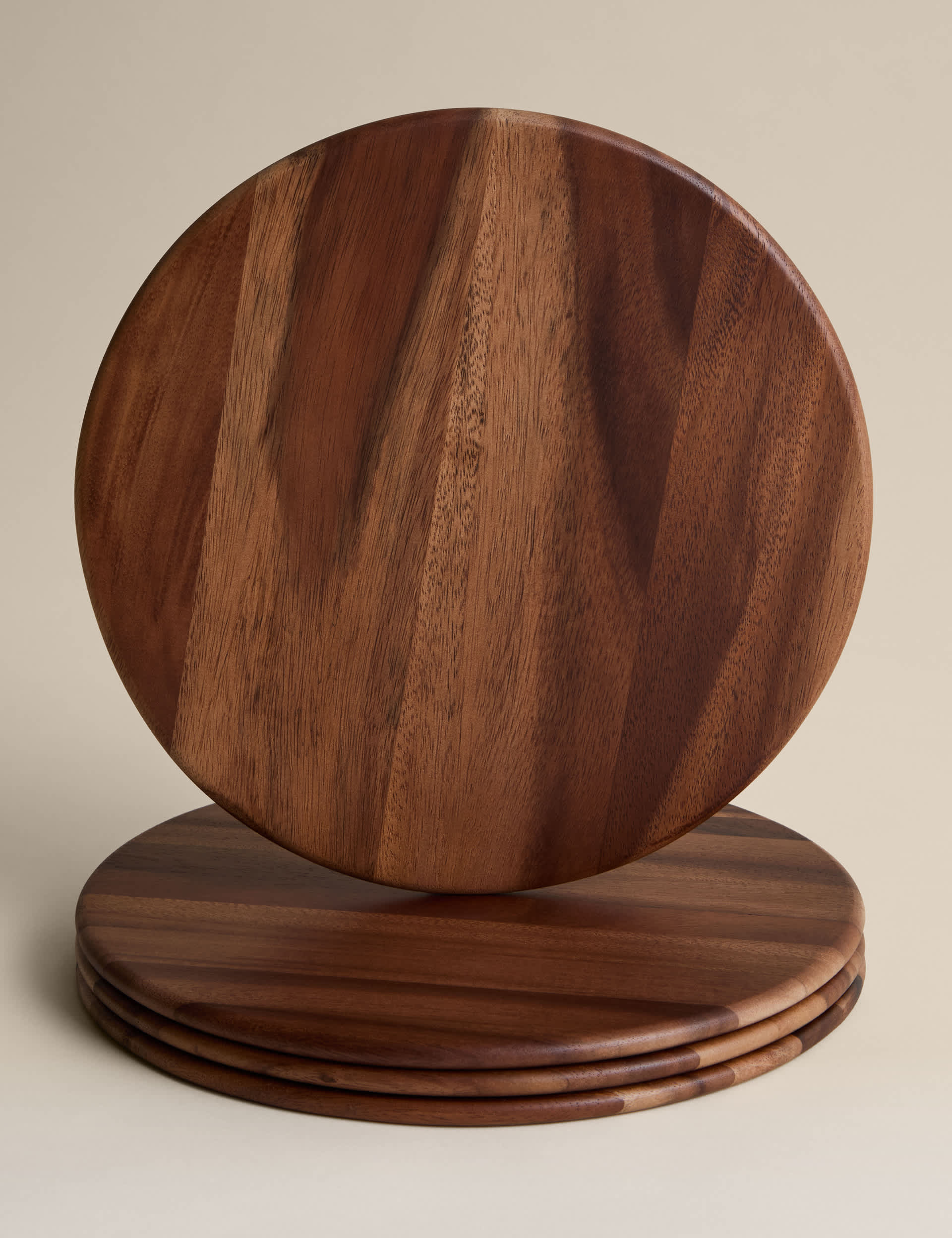 Acacia wood round placemats set of 4, imported from the UK