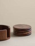 Acacia wood round coasters set of four 11cm, UK version