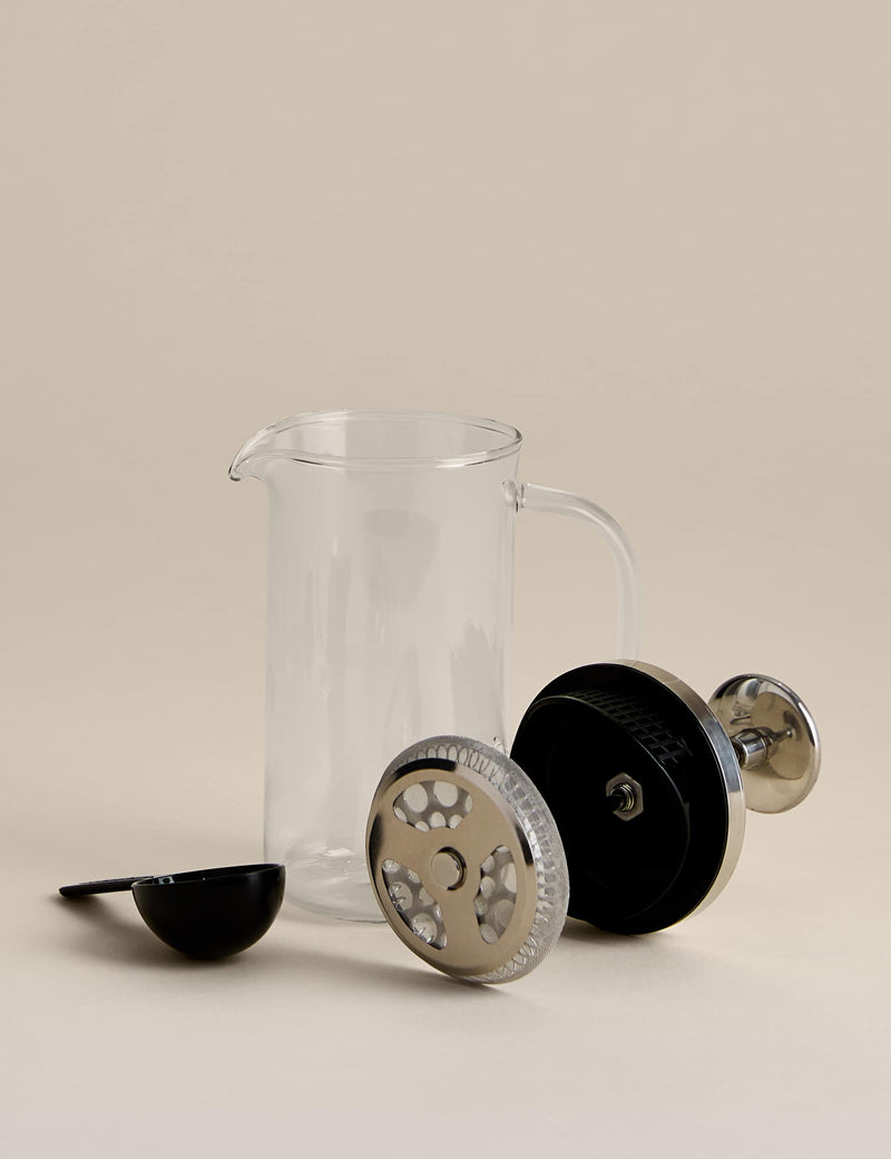 3 cup glass cafetiere with plunger, UK version