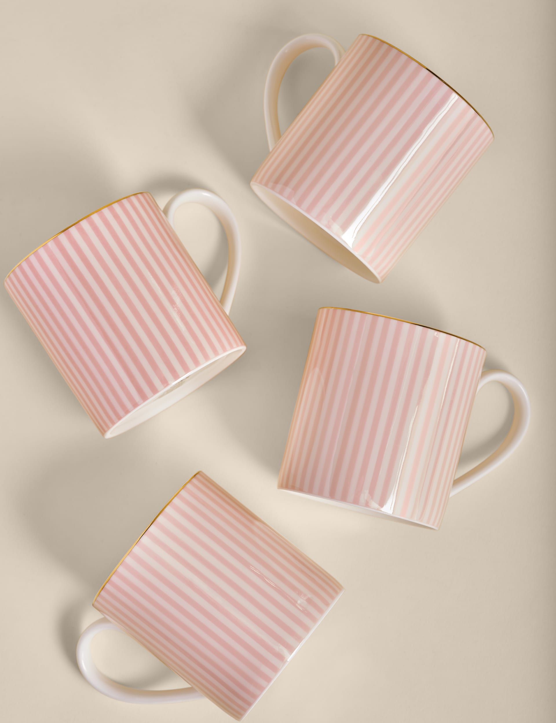 Hampton stripe mugs set of four (British brand)