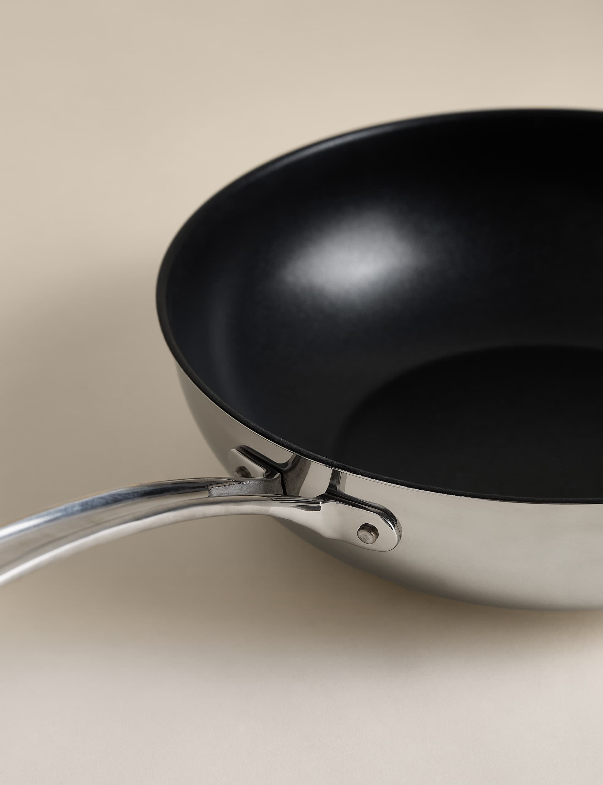 Stainless steel 30cm wok, imported from the UK