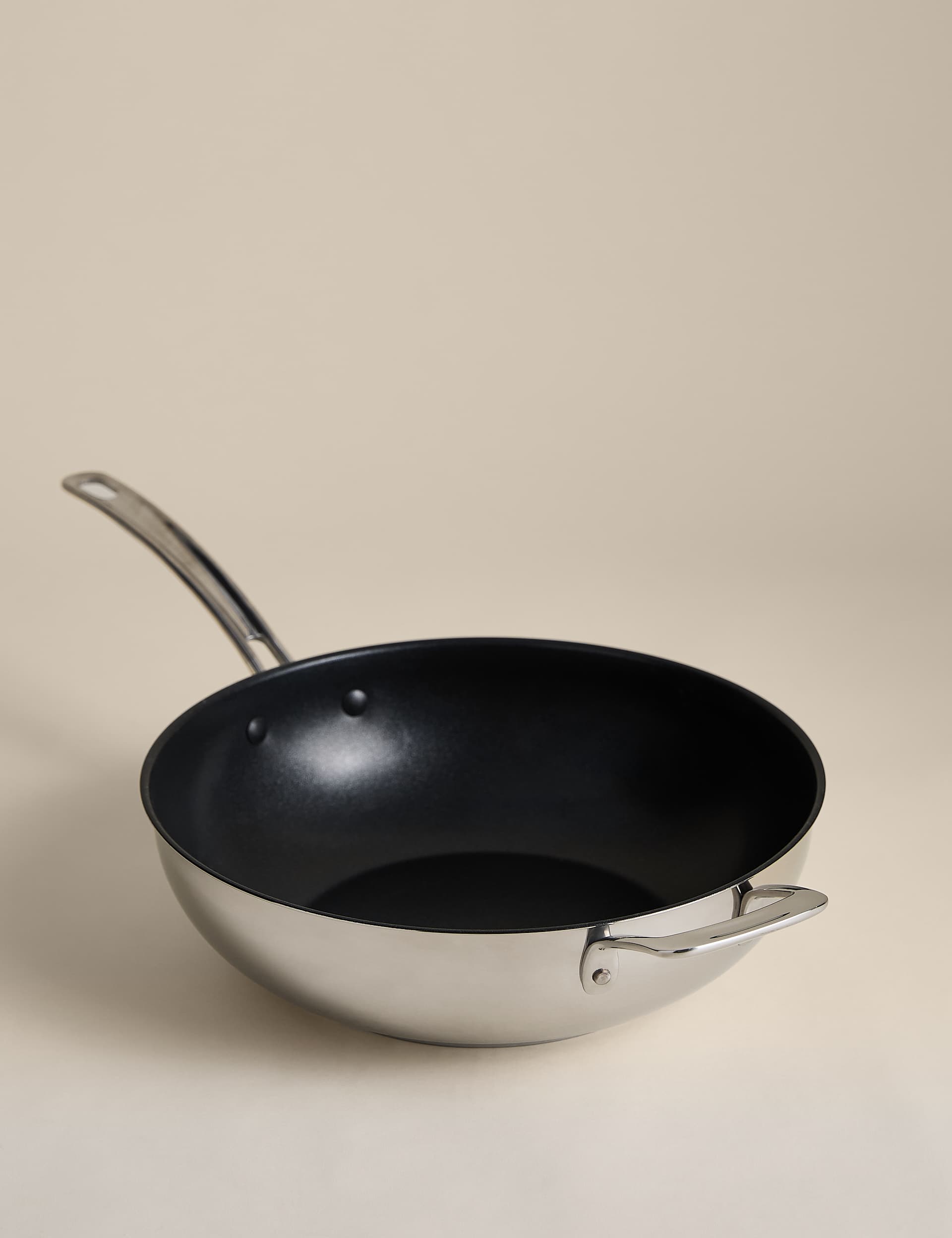 Stainless steel 30cm wok, imported from the UK