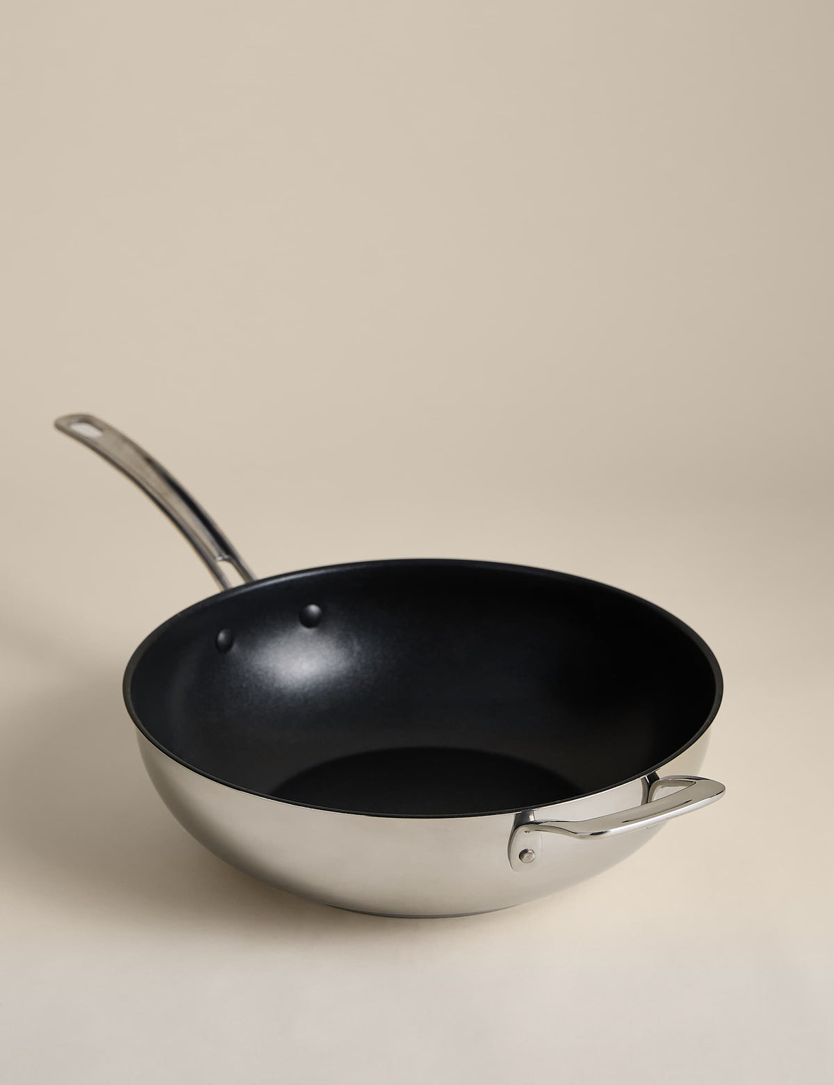 Stainless steel 30cm wok, imported from the UK