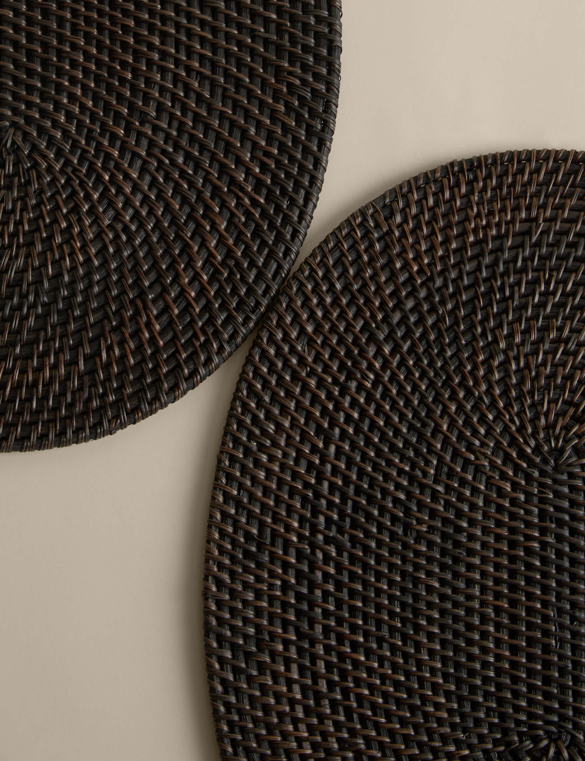 Rattan woven oval placemats 40cm pair, UK version