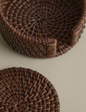 M&S Set of 4 Rattan Oval Coasters with Holder