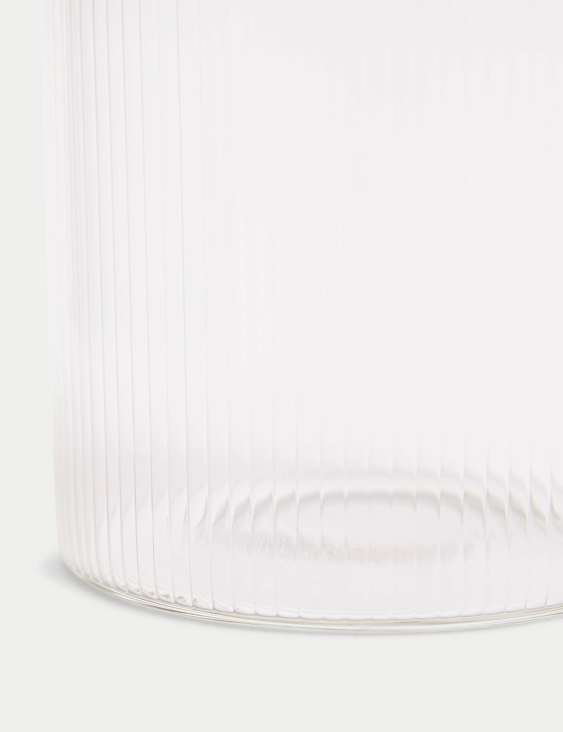 Ribbed glass sugar pot with wooden lid and teaspoon, imported from the UK