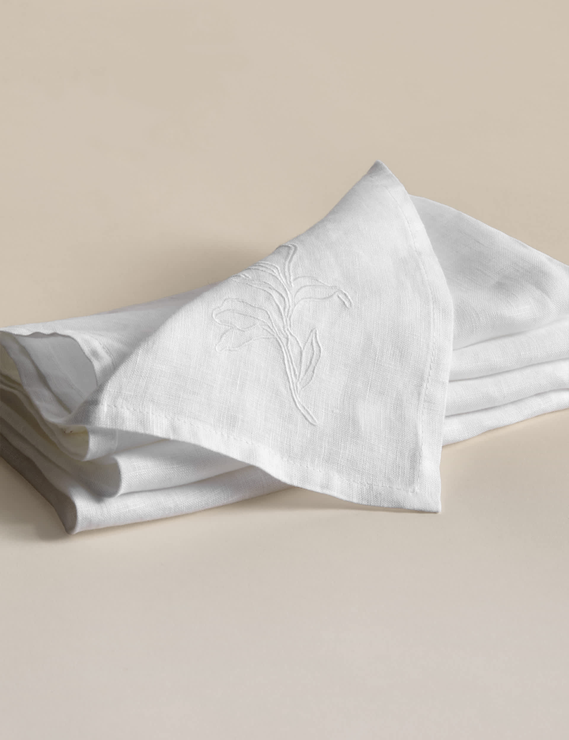 Linen embroidered napkins set of 2 45 cm (British brand)