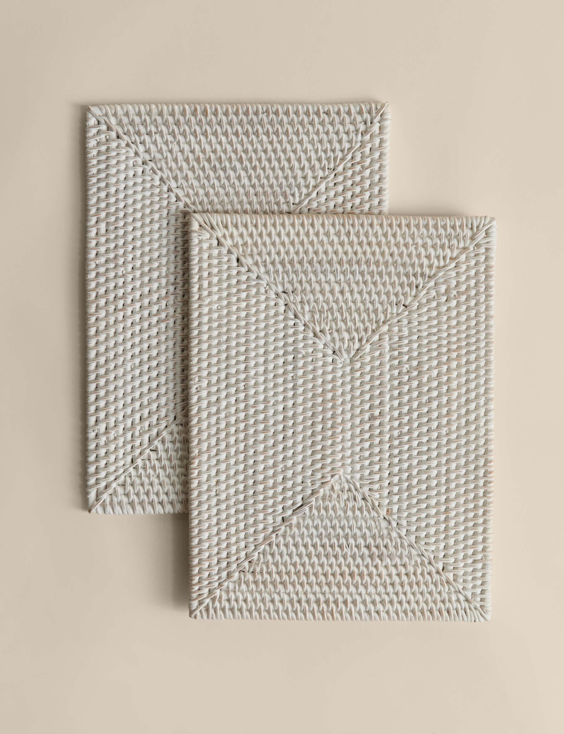 Set of 2 washed rattan placemats, UK dining table decor (British brand)