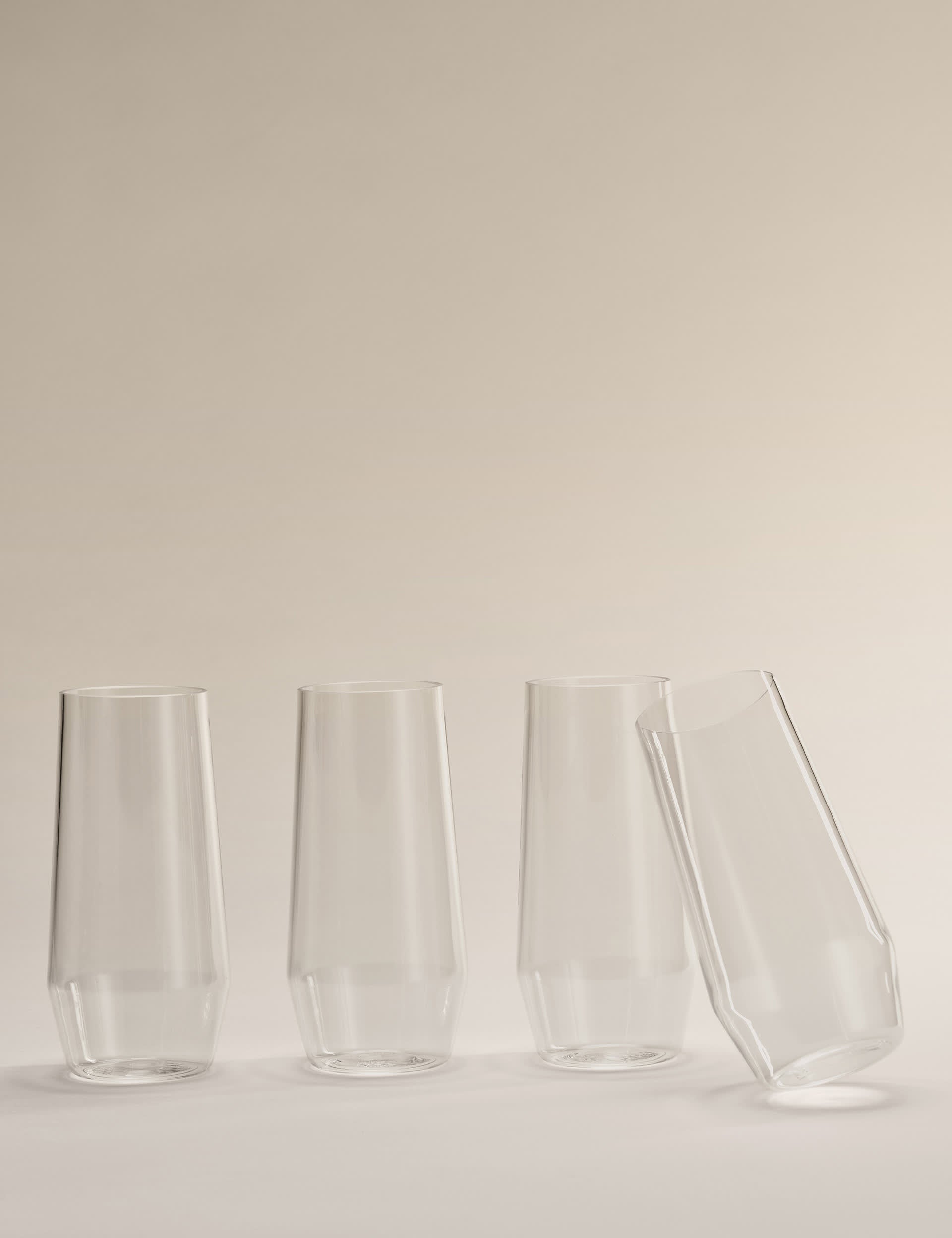 Set of 4 angular picnic hi ball glasses, 16.5 cm, (British brand)