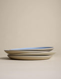 Set of 4 linen reactive picnic dinner plates (British brand)