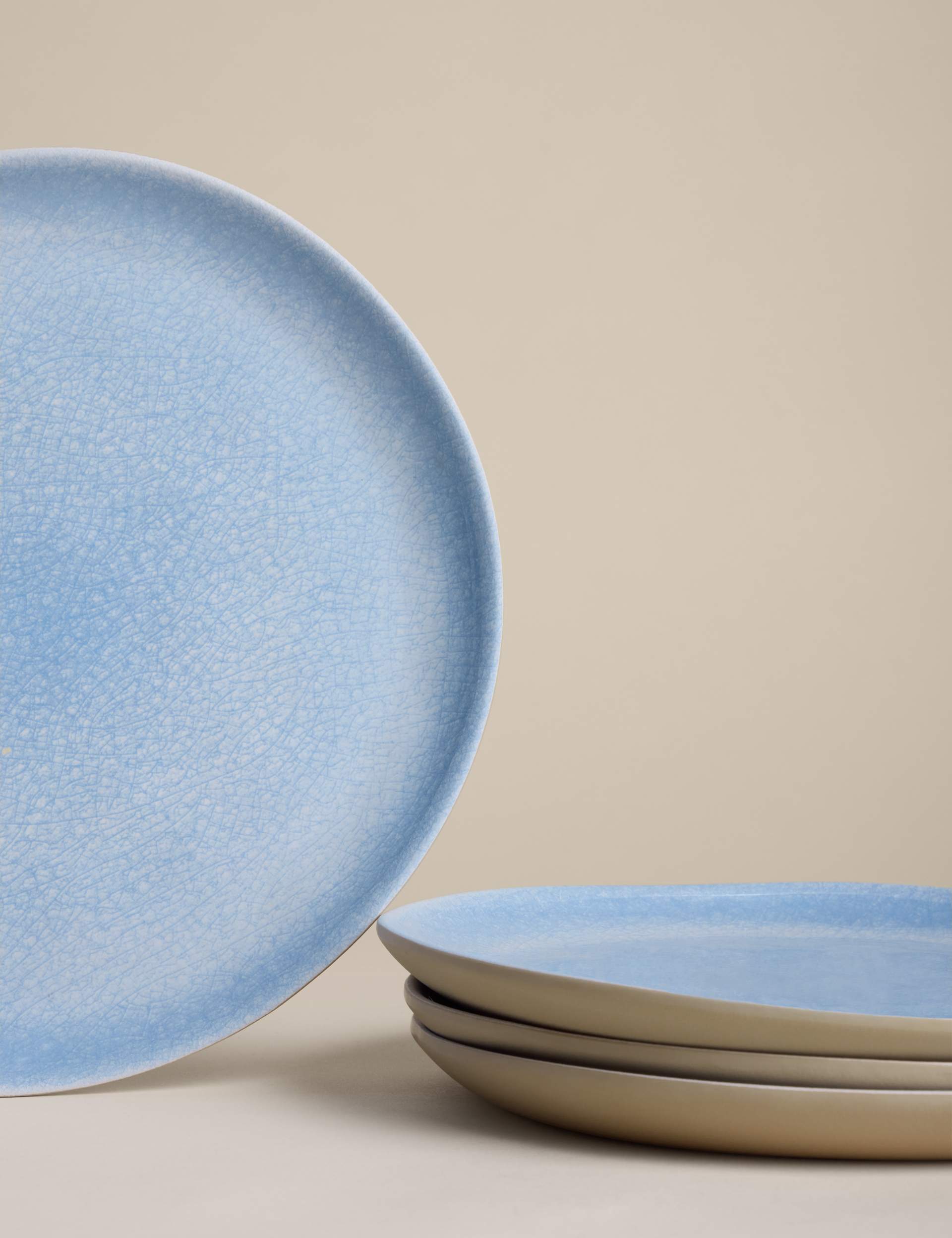 Set of 4 Linen Reactive picnic side plates (British brand)